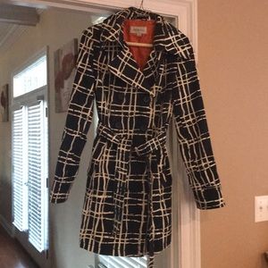 Beautifully lined blue & white rain coat